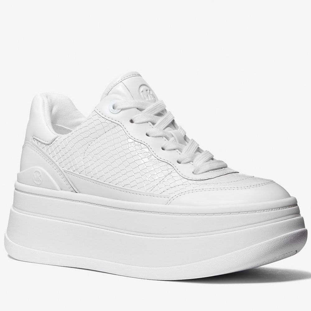 Michael Kors Hayes Snake Embossed Leather Platform Sneaker
